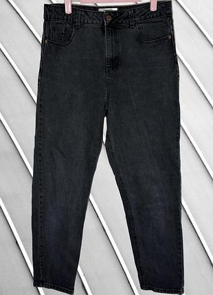 Женские джинсы new look l 40 12 44, черные mom fit, с высокой посадкой, эластичные, базовые повседневные джинсы, классический фасон, демисезонные