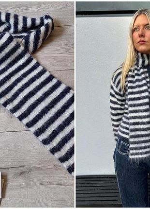 Полосатый шарф  альпака evie
scarf (navy stripe) от британского
бренда minka dink london (175 см  на 18 см)