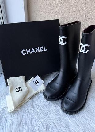 Гумові чоботи chanel, жіночі чоботи шанель, жіночі сапожки chanel, гумові сапожки шанель, брендові чобітки, високі сапожки брендові, чоботи shanel