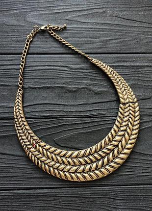 Массивное винтажное колье-нагрудник (statement/bib necklace)  латунь