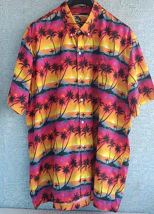 Яркая гавайская рубашка с тропическим принтом hawaiian vintage батал