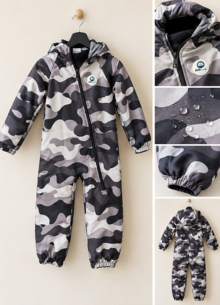Дитячий демісезонний комбінезон kids care софтшел камуфляжний 98 см