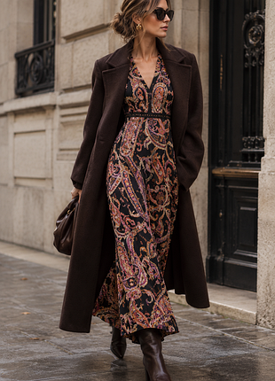 Claudie pierlot paris платье макси fr 36 36-s вискоза paisley принт люкс