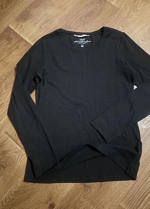 Лонгслів подовжений трикотажний в дрібний рубчик чорний базовий h&m l , xl