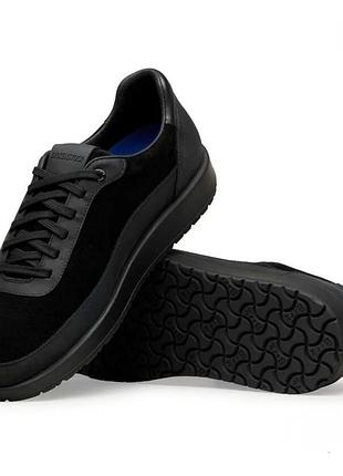 Кроссовки birkenstock honnef city черного цвета из комбинированной кожи и замши ортопедическая стелька /0000h/