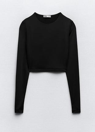 Жіночий лонгслів zara чорний поліамідний лонгслів zara поліамідний топ zara лонг светр чорний футболка чорна
zara