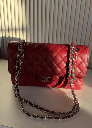 Сумка для жінок chanel червона стьобана шкіряна