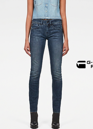 Женские синие узкие джинсы g-star raw оригинал | lynn mid skinny jeans dark aged | новые
