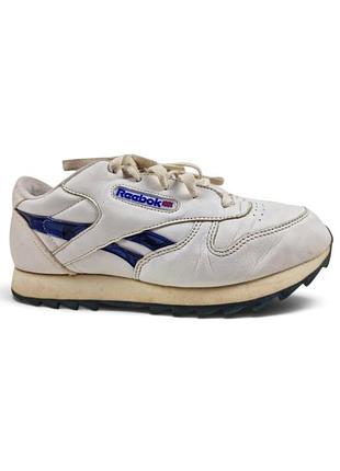 Вінтажне кросівки reebok 1980-х років, класична шкіра білого/синього кольору