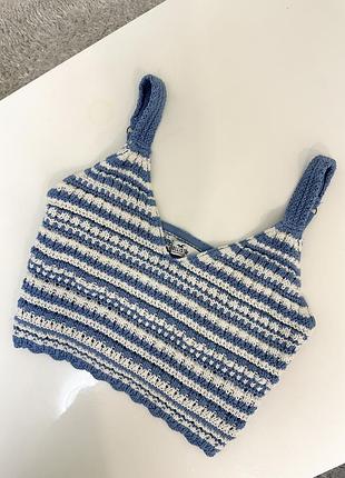 Топ жіночий hollister в смужку блакитний