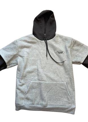 Нове сіре худі оверсайз із чорними рукавами та капюшоном, l–xl