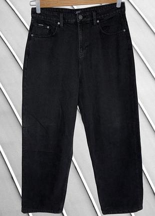 Мужские джинсы cropp w34 l34, eu 50, ua 50, черные baggy, широкие, с высокой посадкой, плотный деним, насыщенный цвет, уличный стиль