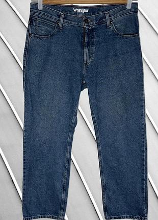 Чоловічі джинси wrangler w36 l30, eu 52, uk 36, ua 52, сині, прямі, класичні базові, щільний денім, якісні, повсякденні, універсальні, демісезонні