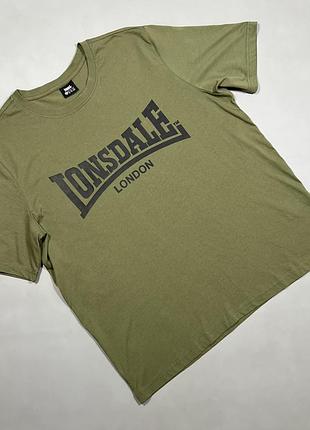 Чоловіча футболка lonsdale london хакі оливкова з логотипом big logo 2xl xxl