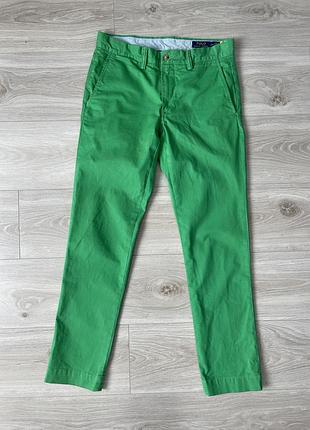 Яскраві зелені штани чинос polo ralph lauren slim stretch / чоловічі штани ральф лорен w29 l30