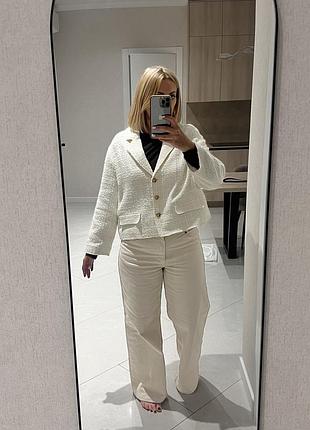 Жакет твідовий на підкладці zara в стилі шанель