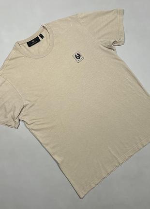 Чоловіча футболка belstaff 100055 t-shirt бежева пісочна з патчем розмір l оригінал