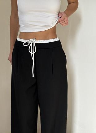 Жіночі класичні чорні брюки zara 34р (s-xs ) прямий широкий крій