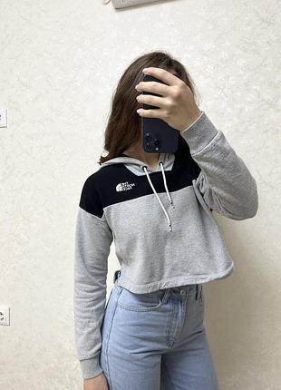 Жіноче худі the north face сіре з чорним