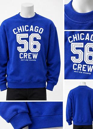 Батник мужской теплый на флисе chicago crew. качество ( 2xl размер )