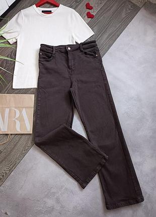 Джинсы женские коричневые шоколад cropped zara.