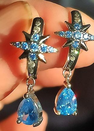 Серьги голубые -925 проба.