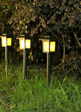 Садовий ліхтар на сонячній батареї квадрат led 26 см 6 ww білий теплий