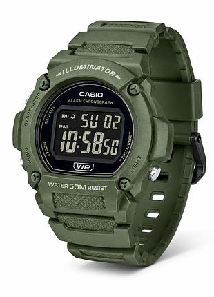 Чоловічий годинник casio w-219hc-3b — спортивна модель з електронним циферблатом та захистом 5 atm