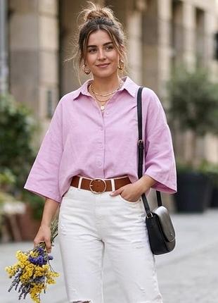 🌸 укорочена лляна сорочка оверсайз primark розмір m-l