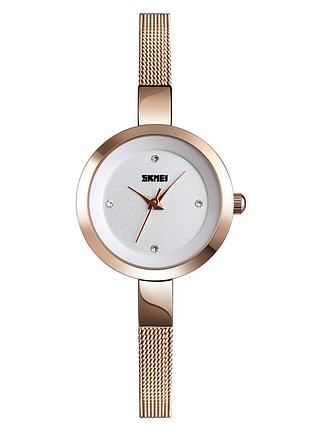 Жіночий годинник skmei 1390rg rose gold у кольорі рожеве золото з металевим браслетом