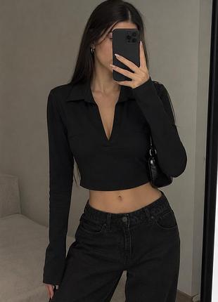 Укорочений топ з довгим рукавом zara
