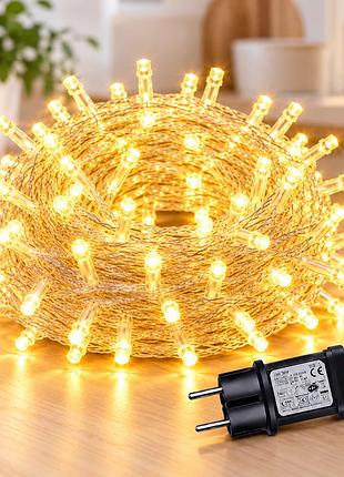 Гірлянда 500 led різнокольорова на білому дроті 220v теплий білий / світлодіодна гірлянда-нитка