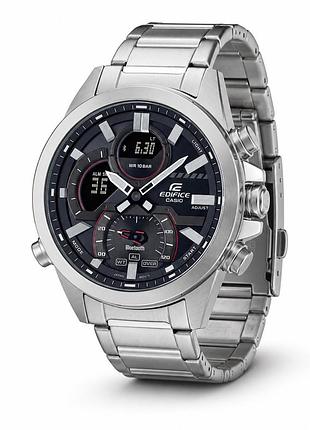Мужские часы casio edifice ecb-30d-1a со стальным браслетом, bluetooth и водозащитой 10 atm