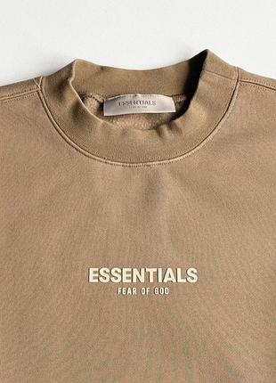 Essential fear of god бежева бавовняна кофта лонгслів оверсайз ( м)