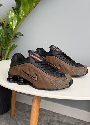 Кросівки чоловічі nike shox r4 black brown