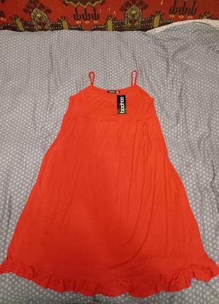 Новый, трикотажний, віскозний сарафан на бретельках, boohoo, оригінал, р. m-l