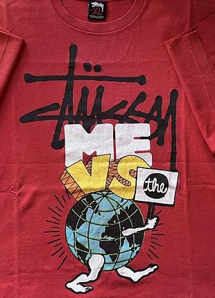 Футболка чоловіча stüssy “me vs the world” червона xl