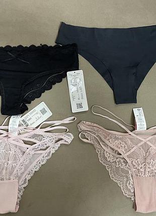 Трусики жіночі hunkemöller, набір 4 шт., розмір m, чорний, рожевий