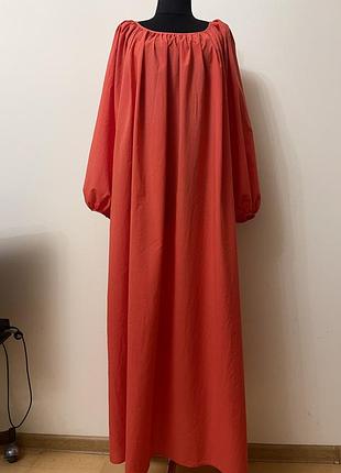 Жіноча довга котонова сукня червоного кольору l/xl h&m