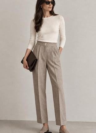 Брюки жіночі зі стрілками з вовни massimo dutti, р. 8/s-m