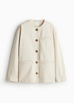 Жіночий піджак h&m з бавовняної саржі молочного кольору m/l