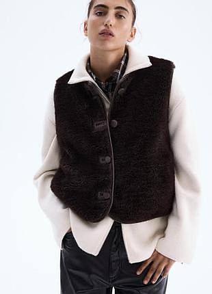 Жилетка жіноча h&m teddy коричнева xs