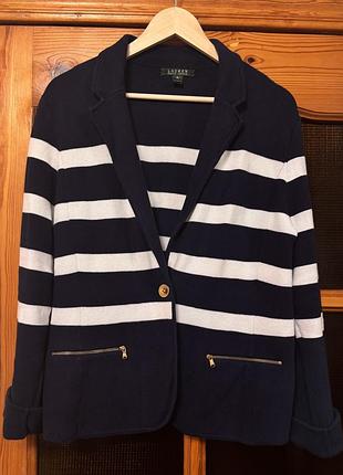 Жіночий кардиган lauren ralph lauren у смужку, синьо-білий, розмір xl, трикотаж