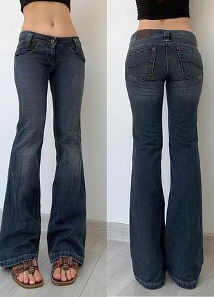Джинсы 38 m 36 s синие lee низкая талия посадка клеш flared bootcut vintage винтаж 2000ые 90ые ретро y2k