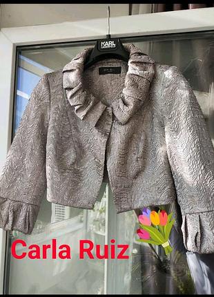 Серебристый жакет-болеро carla ruiz (испания), фактурный пиджак