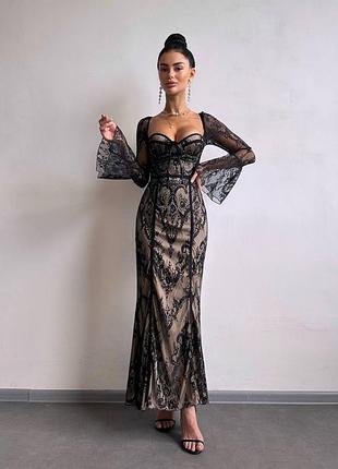 Сукня максі корсетна мереживна s m l