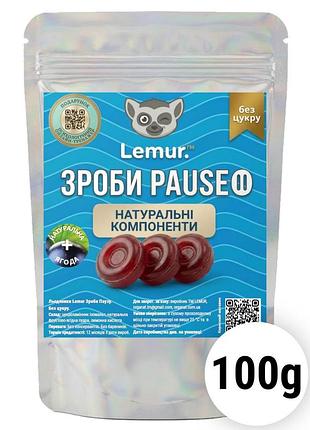 Натуральні льодяники без цукру 100г «зроби паузу» lemur, зі смаком чорниці
