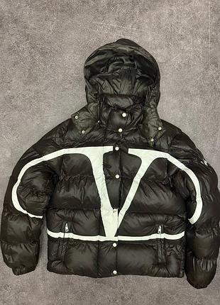 Valentino x moncler puffer jacket black white /чорний пуховик валентино монклер