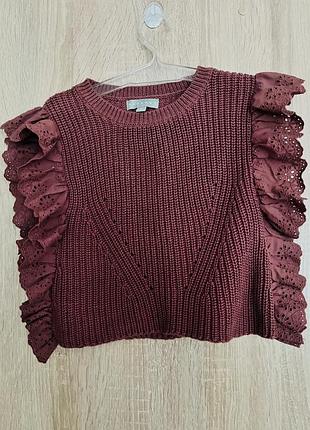 Кофта для дівчинки zara в'язана бордова