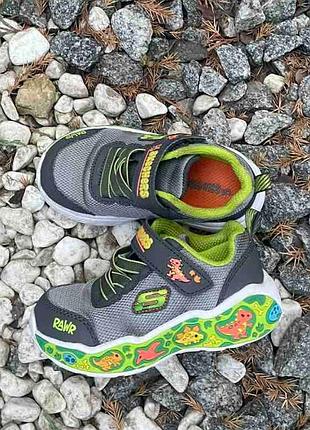 Яркие кроссовки skechers play scene р. 24 (15.5 см) с динозаврами в идеальном состоянии!